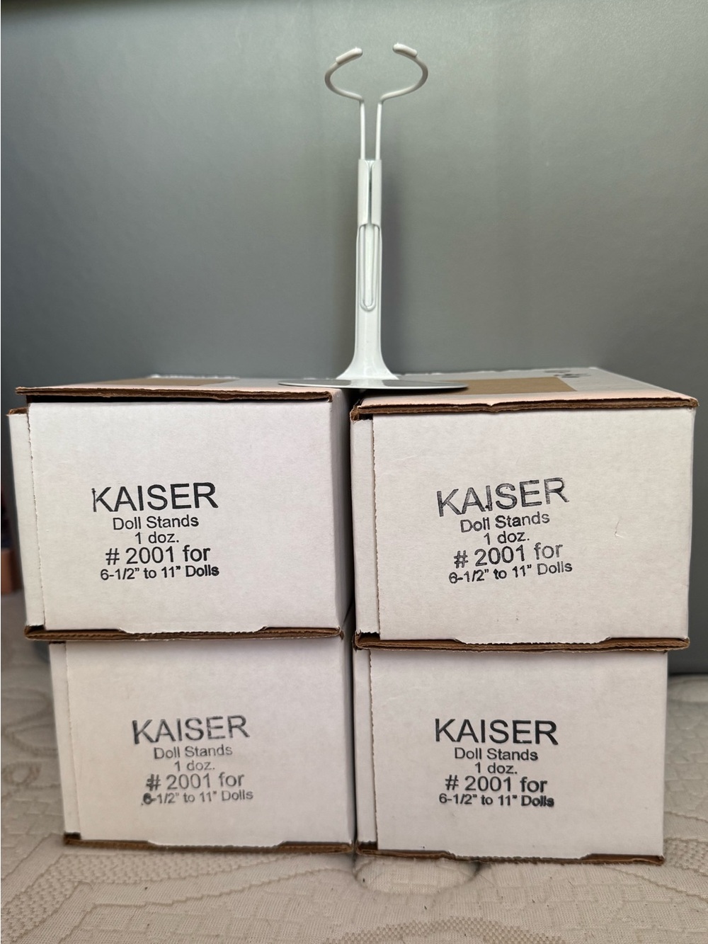 KAISER Doll Stand #2001 White Metal Display Stand